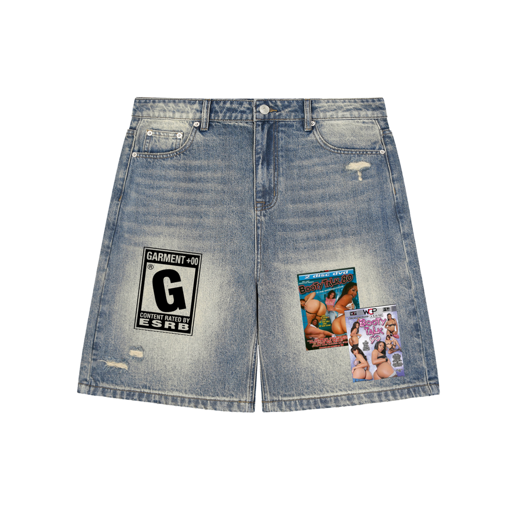 Faded Distressed Baggy Denim Shorts