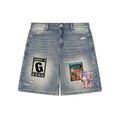 Faded Distressed Baggy Denim Shorts