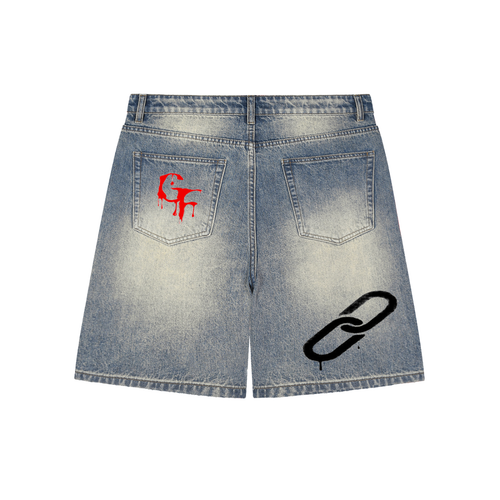 Faded Distressed Baggy Denim Shorts