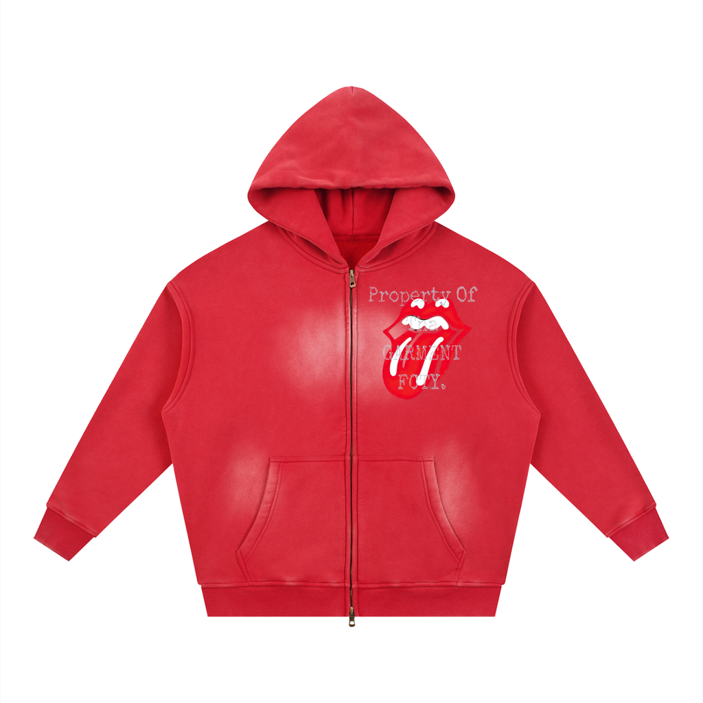 Sunfade Two-way Zipper Boxy Fleece Hoodie