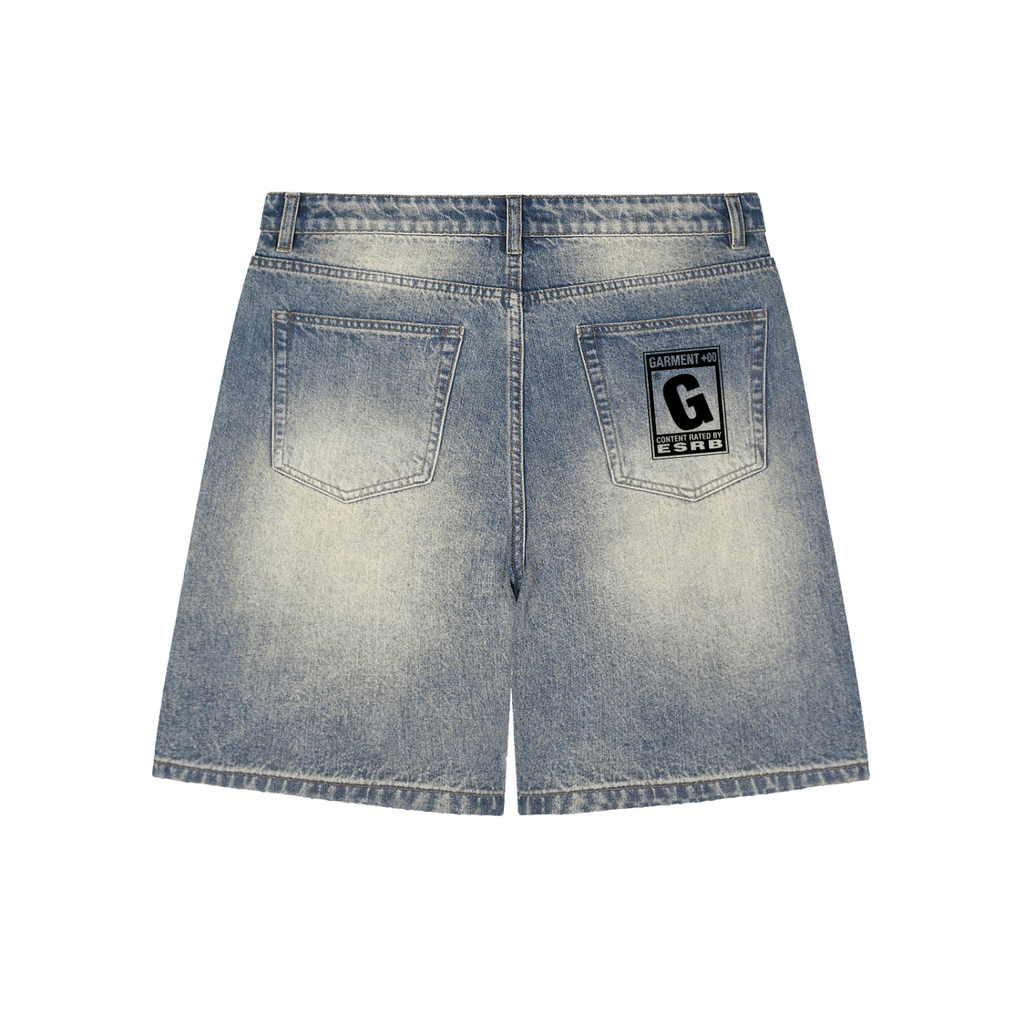 Faded Distressed Baggy Denim Shorts