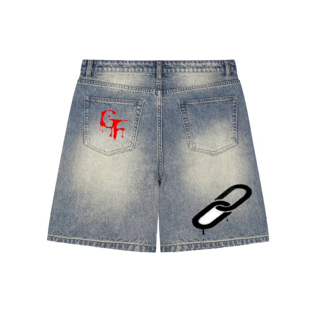 Bloody Font Denim Jorts