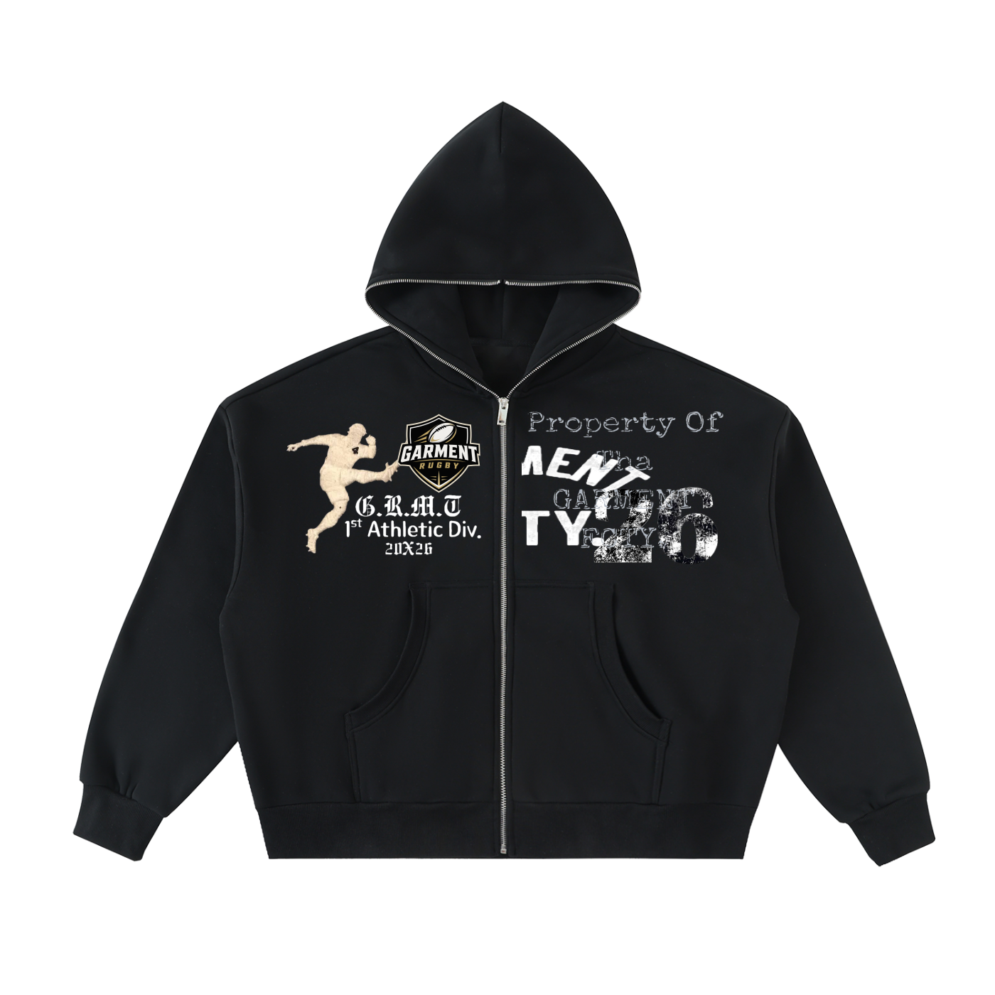 Fleeced Full-Zip Boxy Hoodie