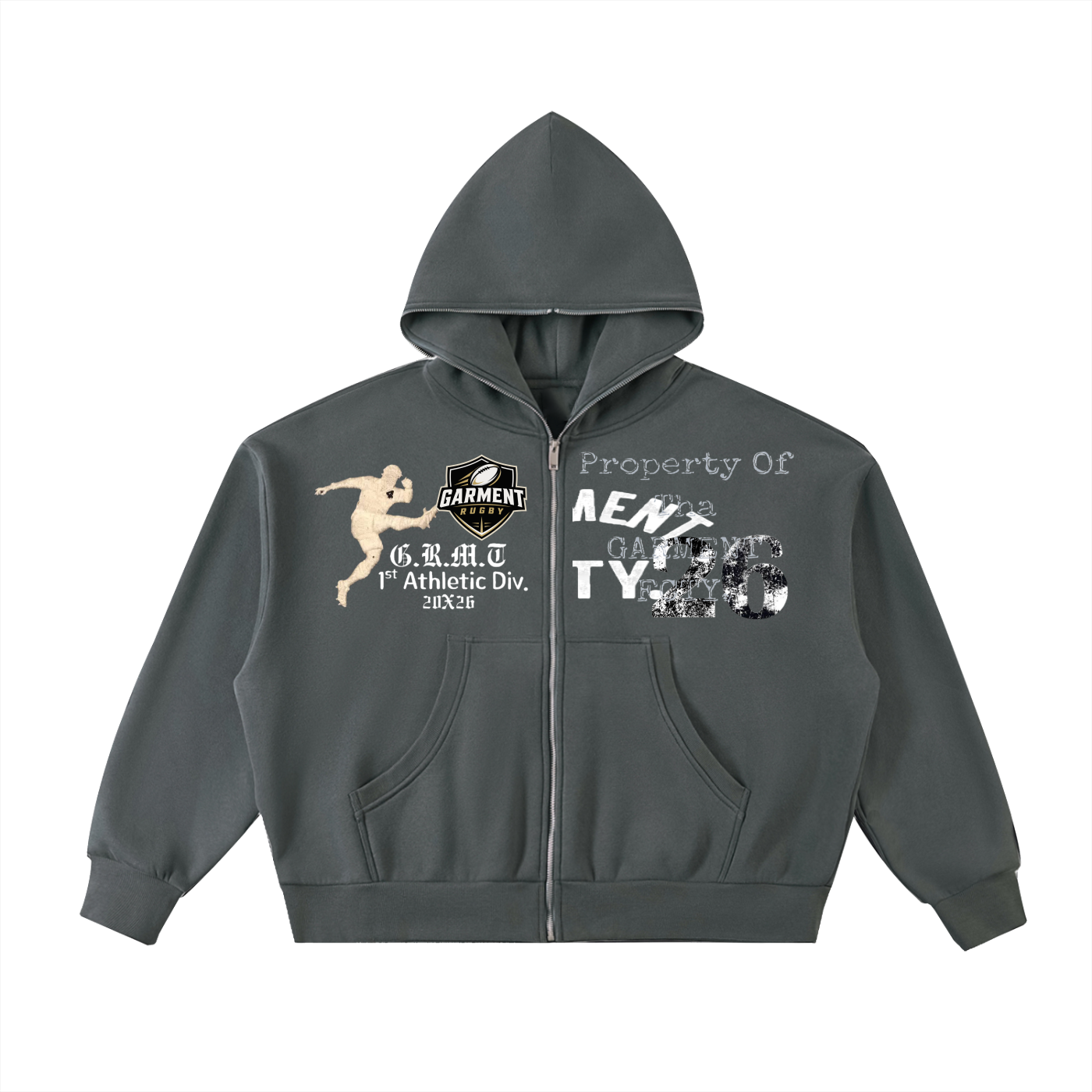 Fleeced Full-Zip Boxy Hoodie